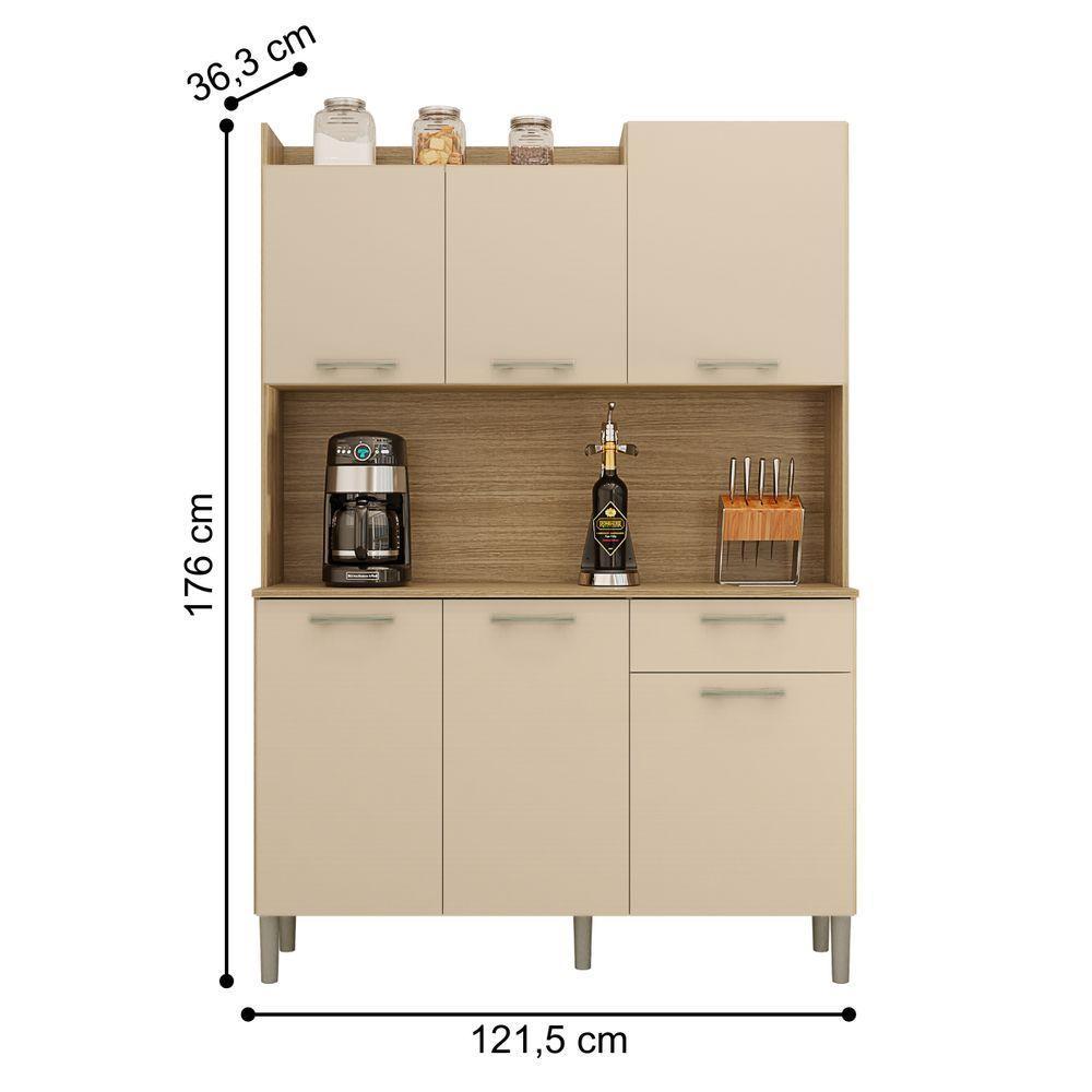 Armário Para Cozinha Com 6 Portas Bolonha Freijó Vanila - 4