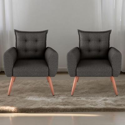 Jogo De Poltronas Decorativas Park Linho Chumbo