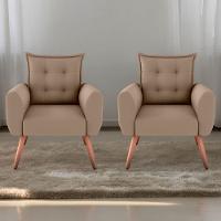 Jogo De Poltronas Decorativas Park Suede Bege - 1