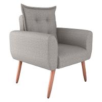 Poltrona Decorativa Para Sala Arcos Linho Cinza - 2