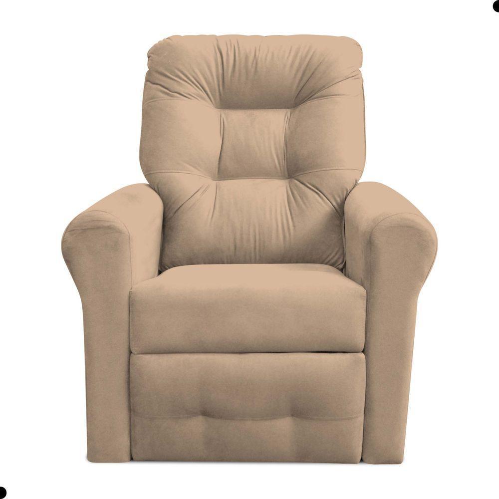 Poltrona Reclinável Para Descanso Guaíra Suede Bege - 2