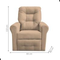 Poltrona Reclinável Para Descanso Guaíra Suede Bege - 4