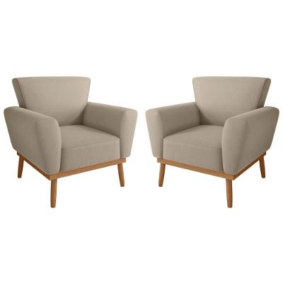 Conjunto Poltrona Para Sala De Recepção Viana Inca Castor Cinza CasaH