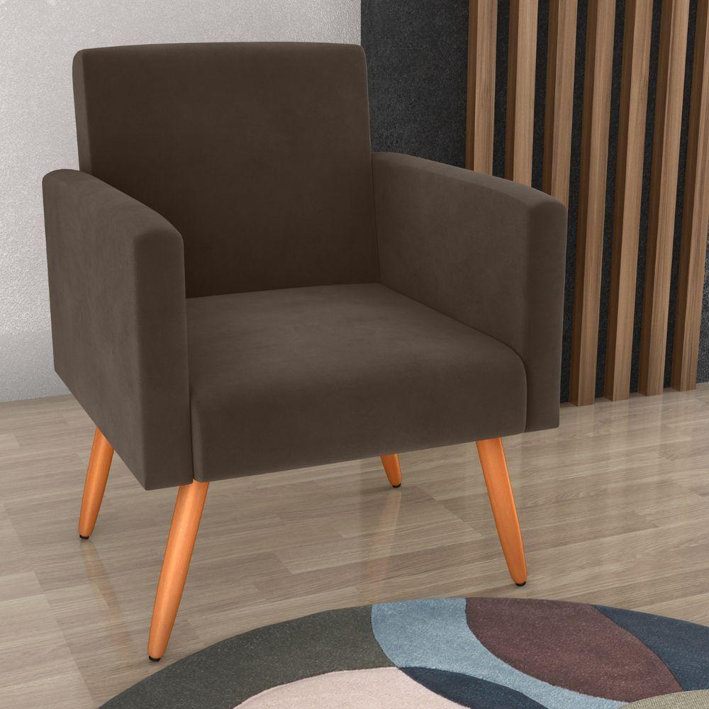 Poltrona Para Decoração Belém Veludo Marrom - 1