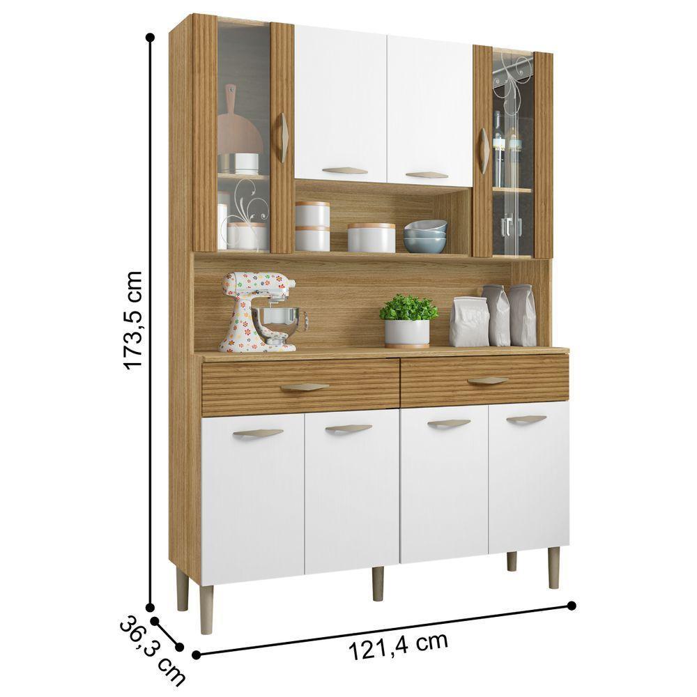 Armário De Cozinha Com 2 Gavetas Pisa Freijó Supremo Ripado - 3