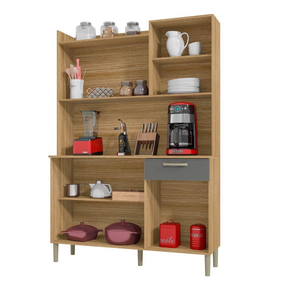 Armário Para Cozinha Com 6 Portas Bolonha Freijó Gris - 3