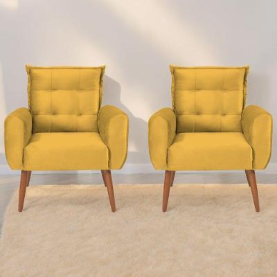 Jogo De Poltronas Decorativas Park Veludo Amarelo