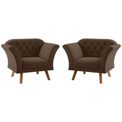 Conjunto Poltrona Decorativa Roseira Inca Marrom