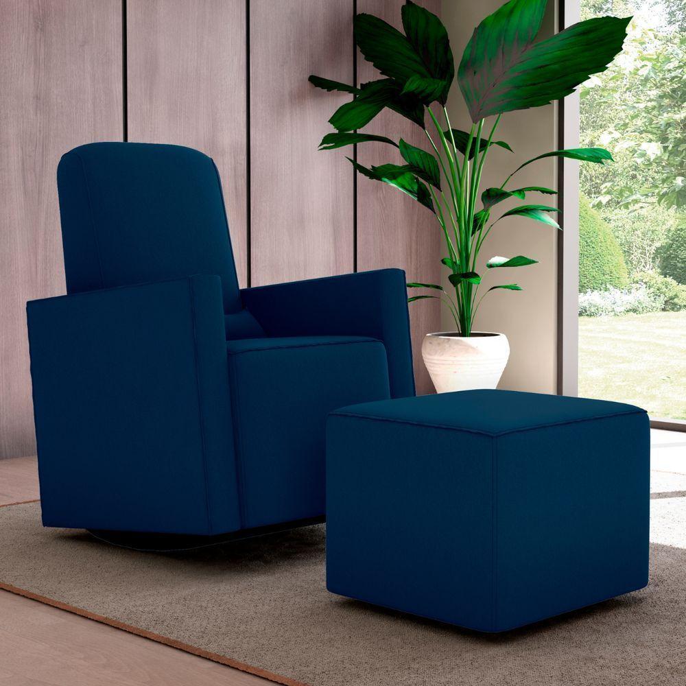 Poltrona Para Amamentação Com Puff León Suede Azul - 1