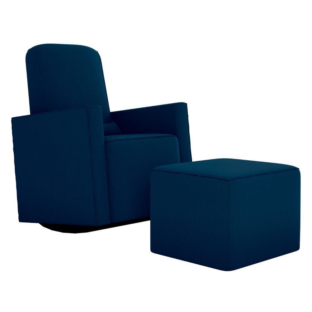 Poltrona Para Amamentação Com Puff León Suede Azul - 2