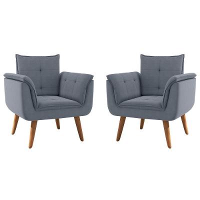 Conjunto Poltrona Para Sala De Recepção Maya Cinza CasaH