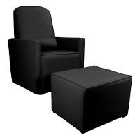 Poltrona Para Amamentação Com Puff León Sintetico Preto - 2