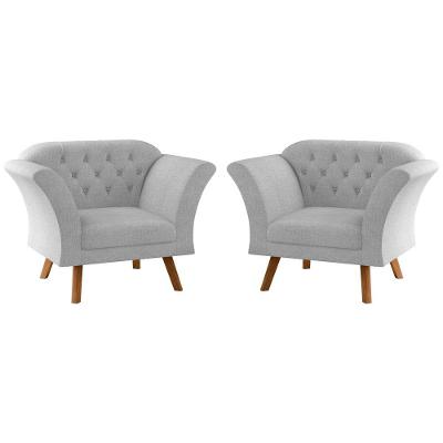 Conjunto Poltrona Decorativa Roseira Linha Cinza