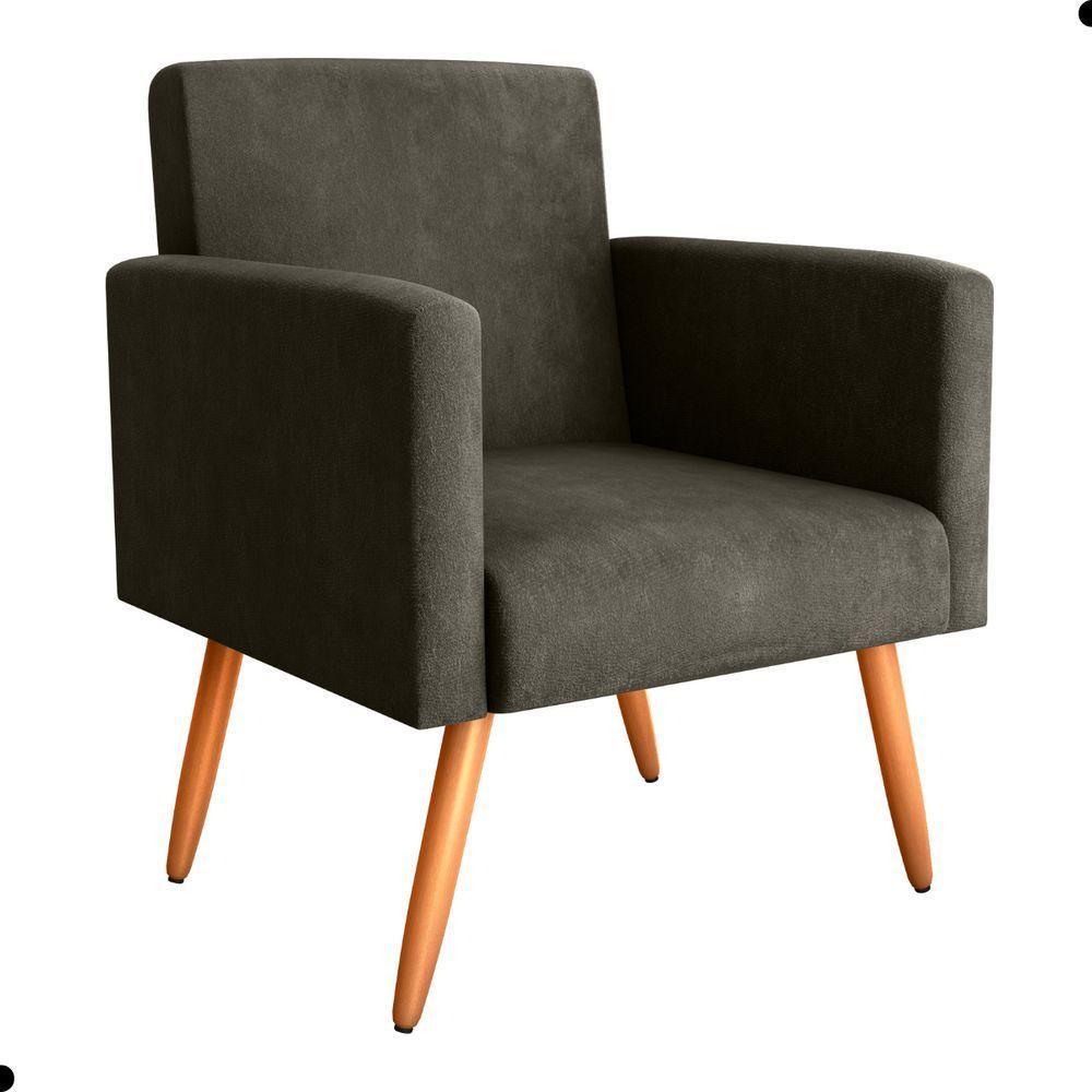 Conjunto Poltronas E Puff Anari Veludo Turkey Marrom - 3