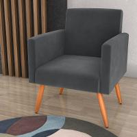 Poltrona Para Decoração Sara Veludo Cinza - 1