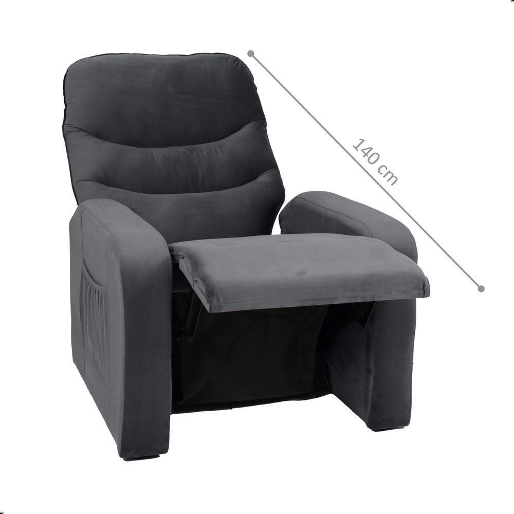 Poltrona Reclinável Para Descanso Julia Veludo Cinza - 4