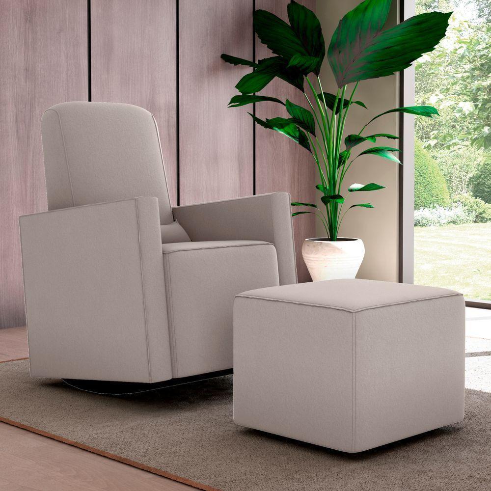 Poltrona Para Amamentação Com Puff León Suede Bege - 1