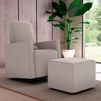 Poltrona Para Amamentação Com Puff León Suede Bege - 1