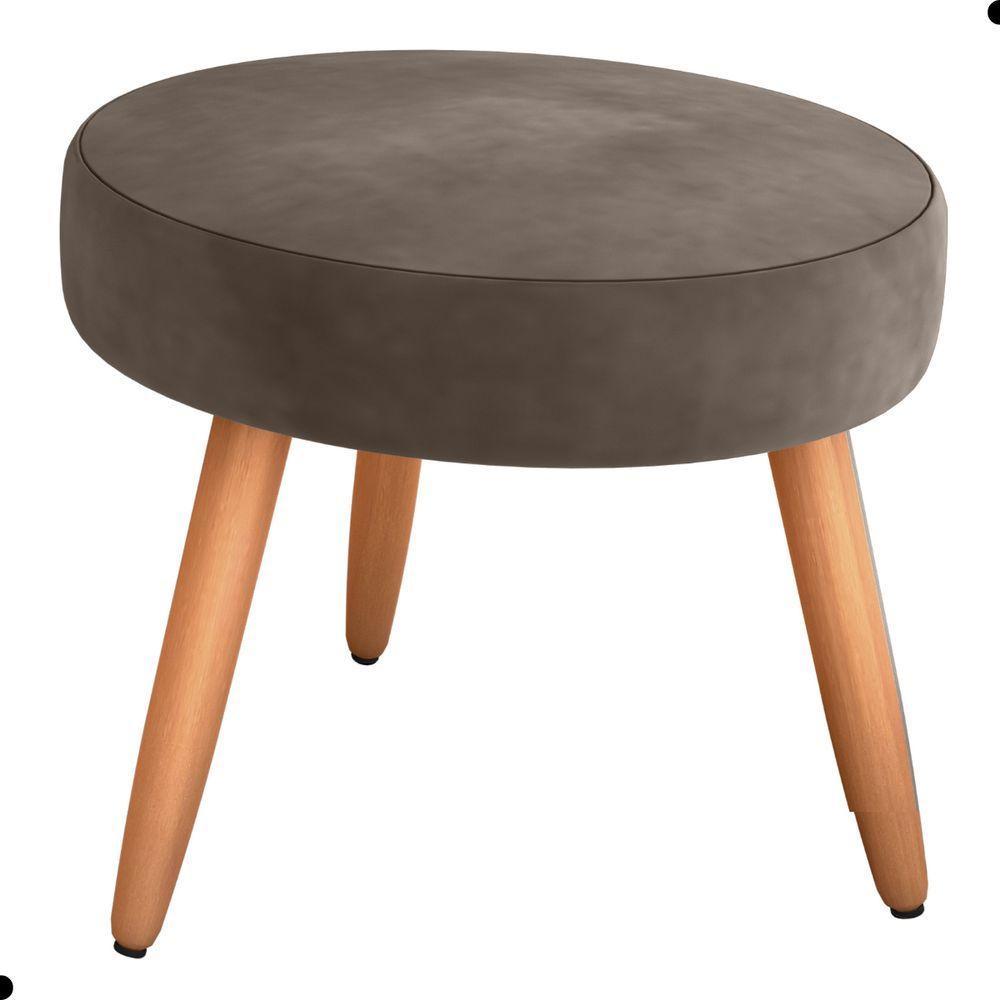 Conjunto Poltronas E Puff Iara Veludo Marrom - 2