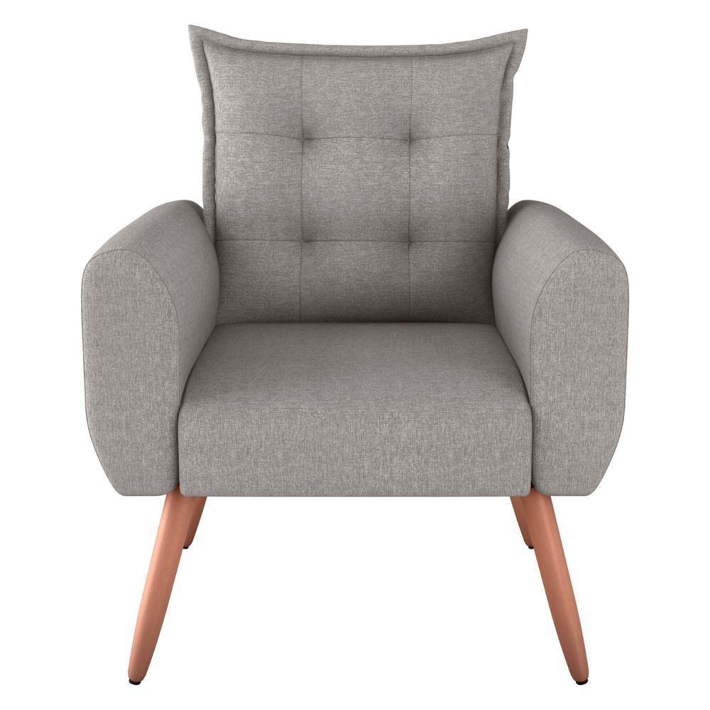 Jogo De Poltronas Decorativas Emma Linho Cinza - 4