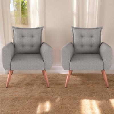 Jogo De Poltronas Decorativas Emma Linho Cinza