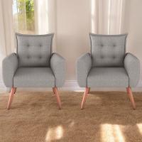 Jogo De Poltronas Decorativas Emma Linho Cinza - 1