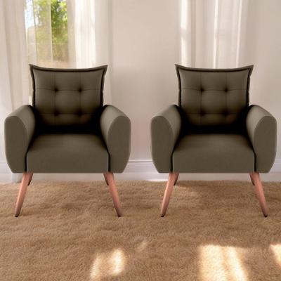 Jogo De Poltronas Decorativas Emma Suede Cappuccino