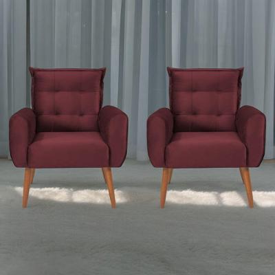 Jogo De Poltronas Decorativas Emma Veludo Vinho