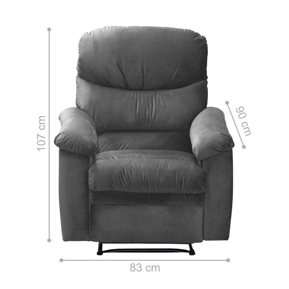 Poltrona Reclinável Essen Veludo Cinza - 4