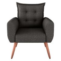 Poltrona Decorativa Para Sala Arcos Linho Chumbo - 3