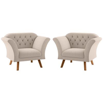 Conjunto Poltrona Decorativa Roseira Inca Areia Cor Bege CasaH