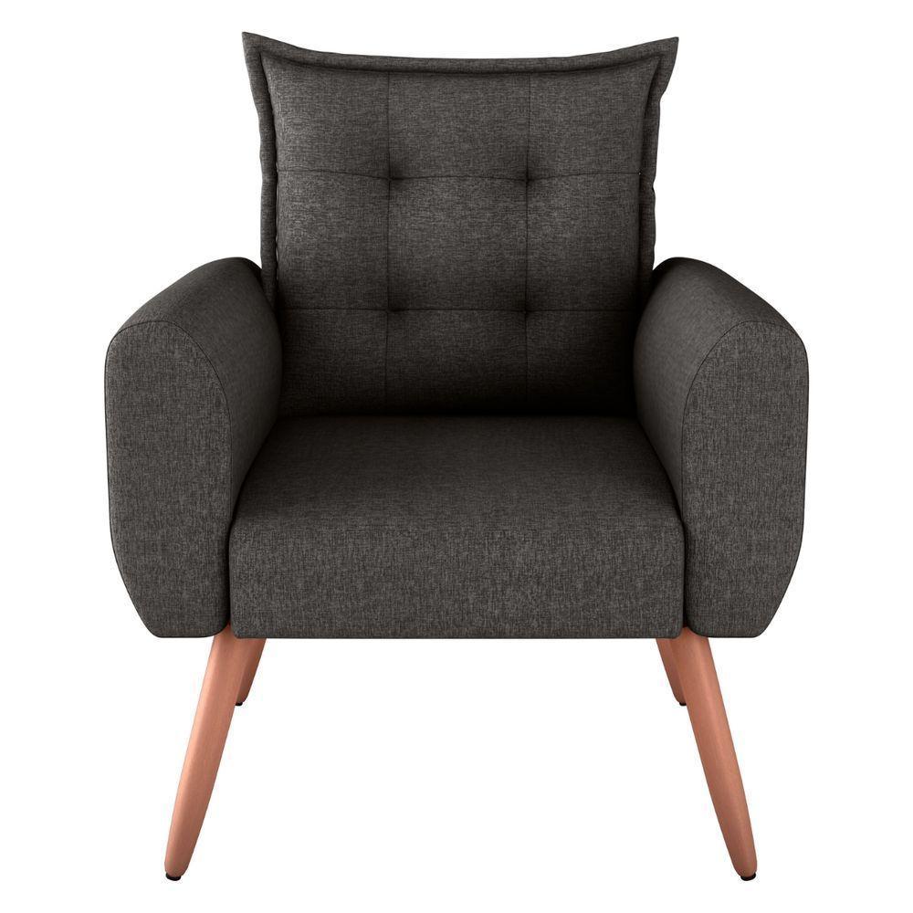 Poltrona Decorativa Para Sala Ravi Linho Chumbo - 3