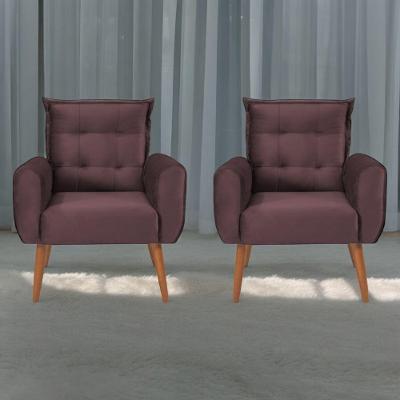 Jogo De Poltronas Decorativas Emma Veludo Rose