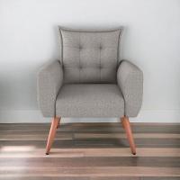 Poltrona Decorativa Para Sala Ravi Linho Cinza - 1