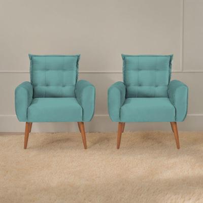 Jogo De Poltronas Decorativas Park Veludo Verde Menta