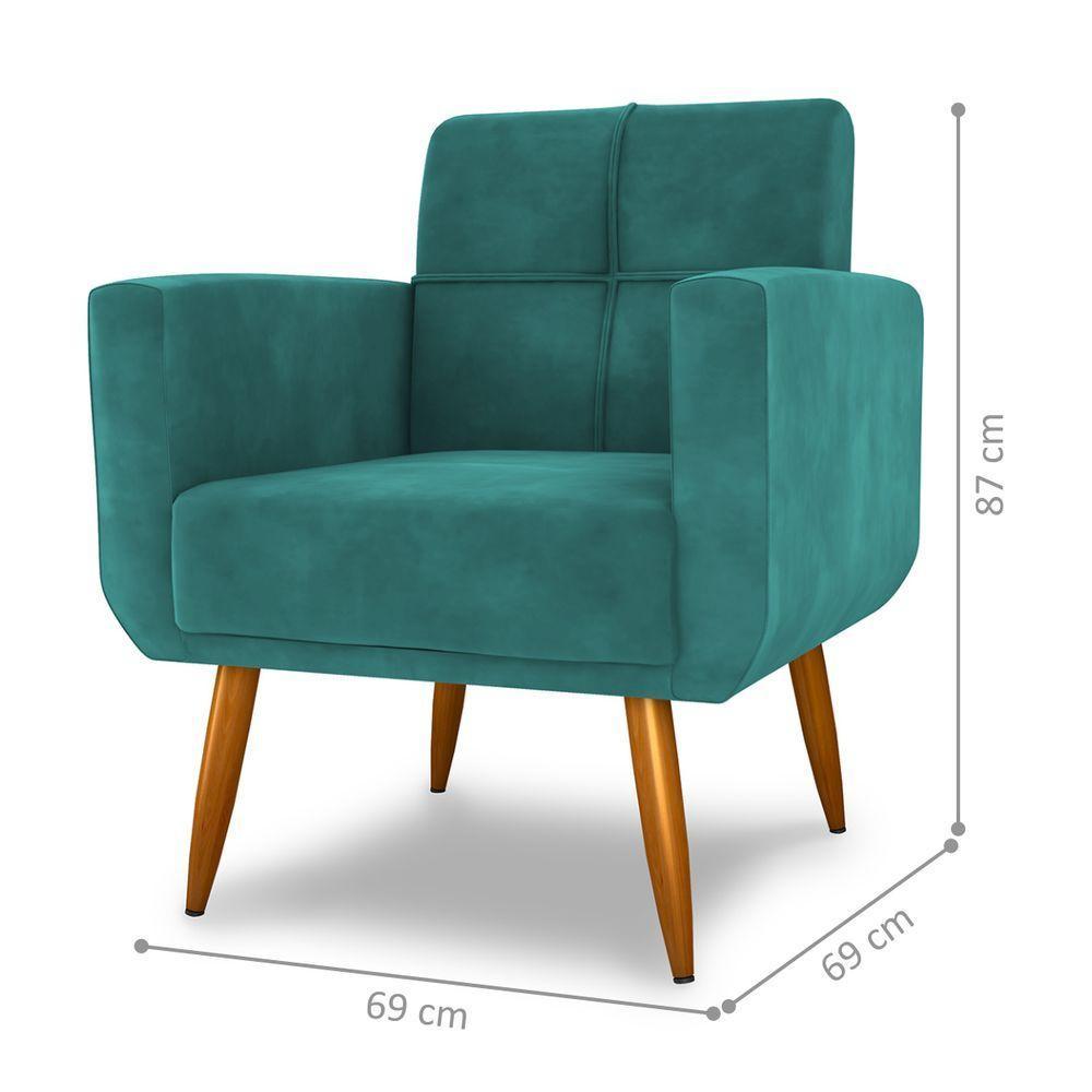 Jogo Poltrona E Puff Para Sala Hazen Veludo Verde Menta - 3