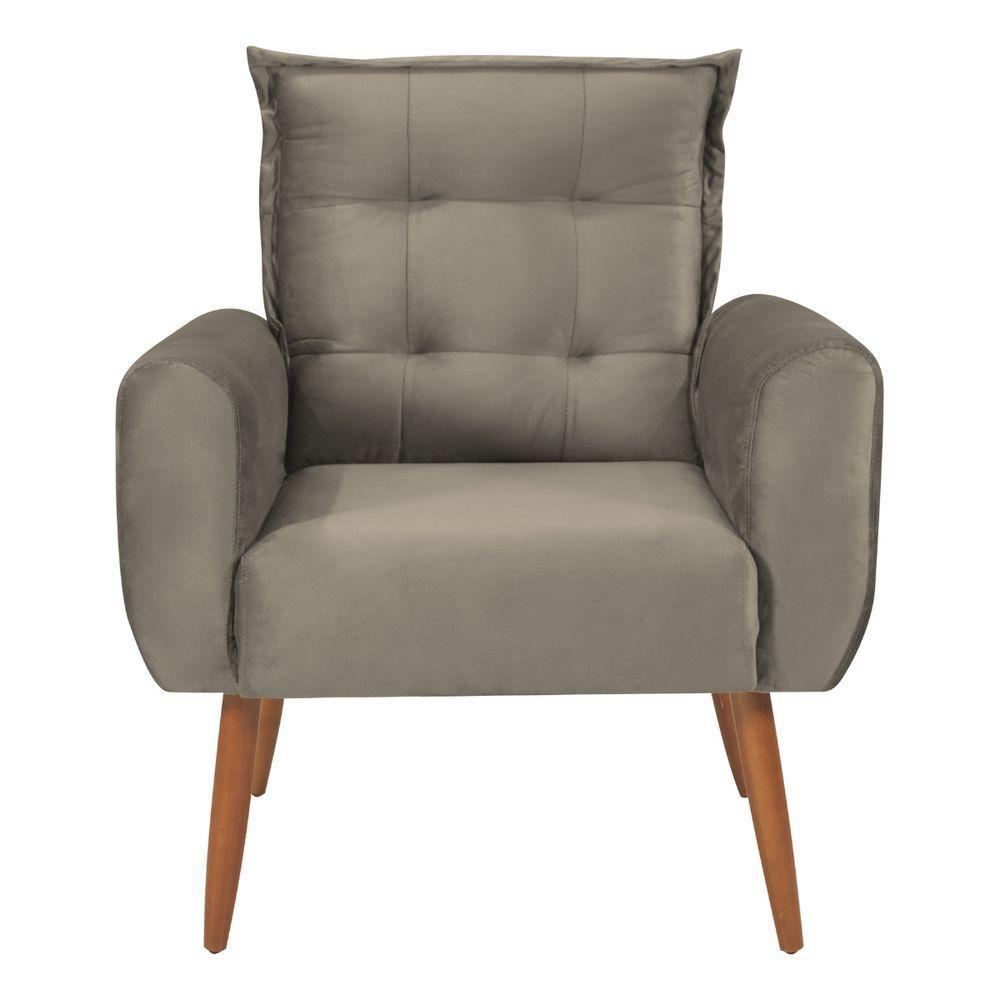 Jogo De Poltronas Decorativas Emma Veludo Cappuccino - 3