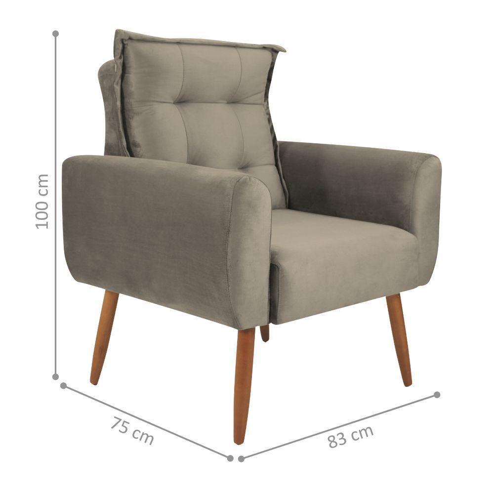 Jogo De Poltronas Decorativas Emma Veludo Cappuccino - 4