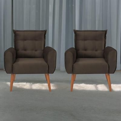Jogo De Poltronas Decorativas Emma Veludo Marrom