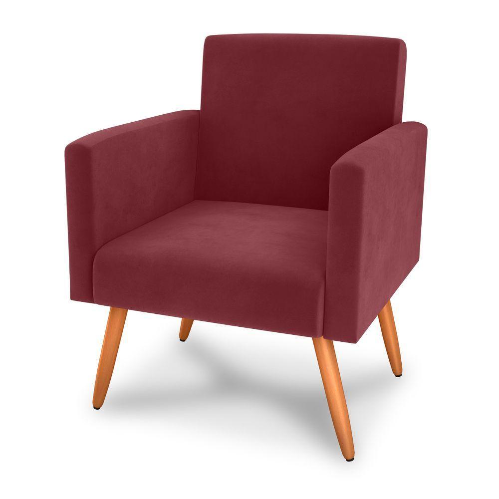 Poltrona Para Decoração Sara Veludo Vinho - 2