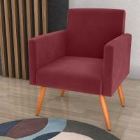 Poltrona Para Decoração Sara Veludo Vinho - 1