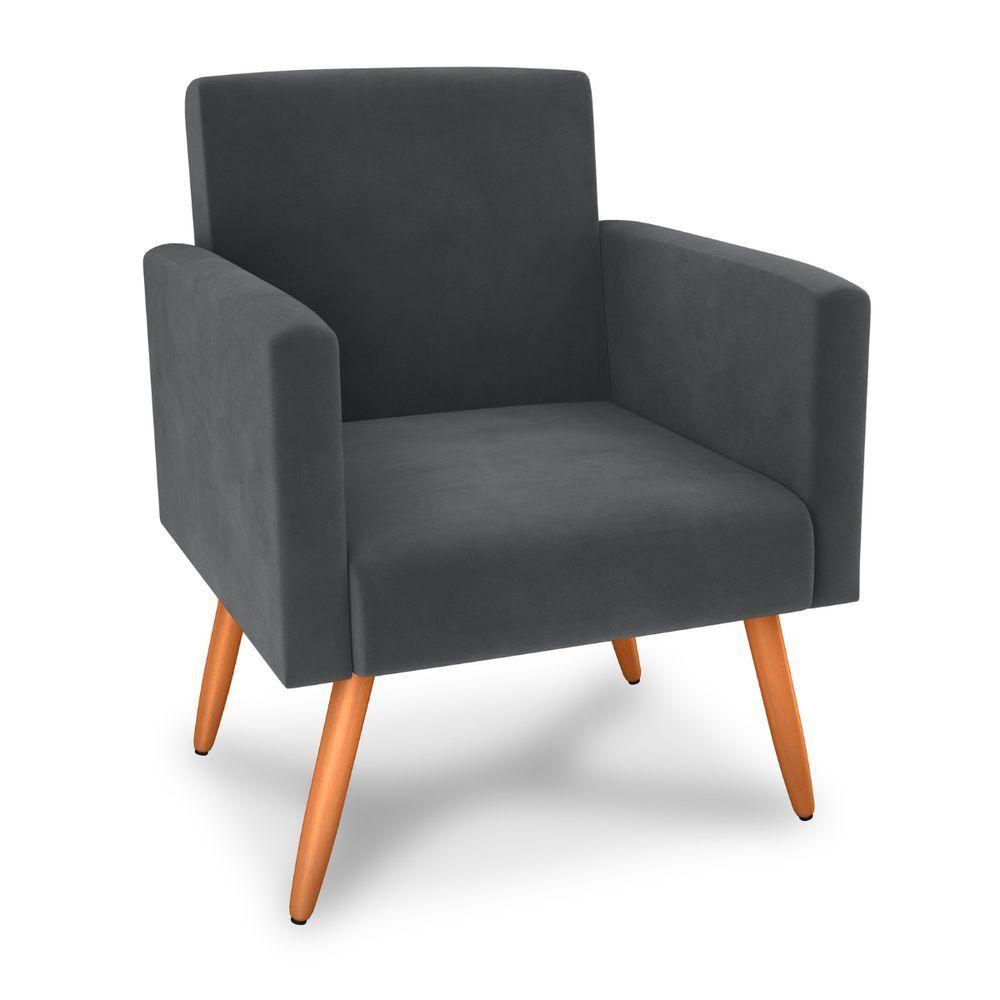 Poltrona Para Decoração Belém Veludo Cinza - 2