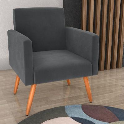Poltrona Para Decoração Belém Veludo Cinza