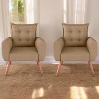 Jogo De Poltronas Decorativas Emma Linho Areia - 1