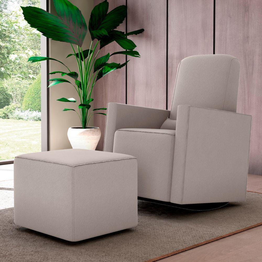 Poltrona Para Amamentação Com Puff Ana Suede Bege - 1