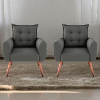 Jogo De Poltronas Decorativas Park Suede Cinza