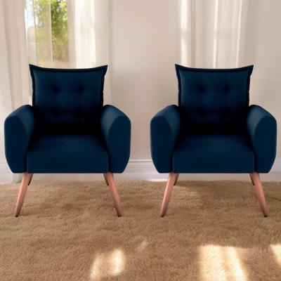 Jogo De Poltronas Decorativas Emma Suede Azul