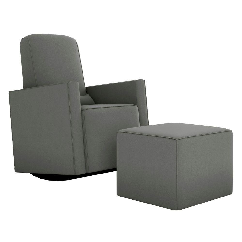 Poltrona Para Amamentação Com Puff León Suede Cinza - 2