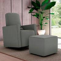 Poltrona Para Amamentação Com Puff León Suede Cinza - 1