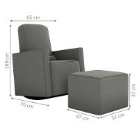 Poltrona Para Amamentação Com Puff León Suede Cinza - 3